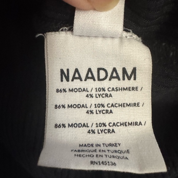 Naadam Ribbed lightweight cashmere blend crop henley black XS - Picture 9 of 9